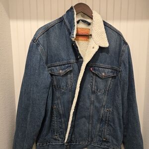 Levi's Blue Denim Jacket with White Sherpa Lining